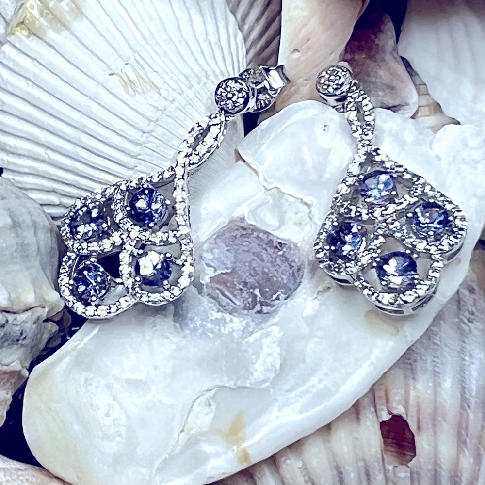Sterling Silver Earrings with purple color stones